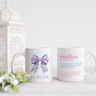 Pretty Pink & Blue Chinoiserie Bow Mother Coffee Mug