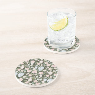 Pretty Pink Blue Flowers Coaster