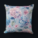 PRETTY PINK & BLUE HYDRANGEA FLORAL BLOOMS CUSHION<br><div class="desc">PRETTY PINK & BLUE HYDRANGEA FLORAL BLOOMS</div>
