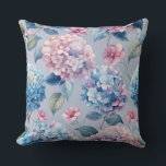 PRETTY PINK & BLUE HYDRANGEA FLORAL BLOOMS CUSHION<br><div class="desc">PRETTY PINK & BLUE HYDRANGEA FLORAL BLOOMS</div>