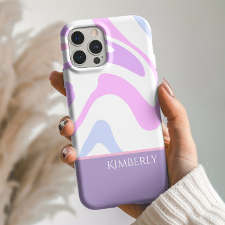 Pretty Pink Blue Purple Abstract Personalized iPhone 16 Case