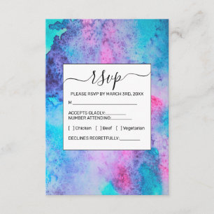 Pretty Pink Blue Purple Salty Watercolor Art Enclosure Card