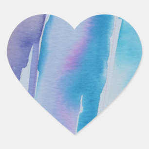 Pretty Pink Blue Purple Trendy Modern Wash Heart Sticker