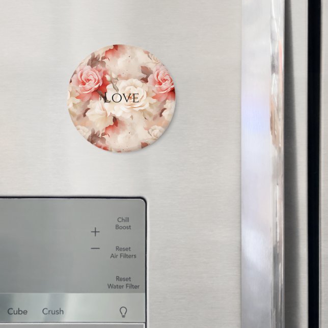 Pretty Pink Blush Cream Rose Floral Magnet (In Situ (Fridge))