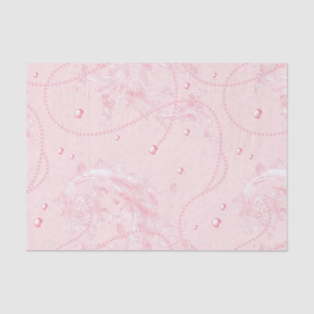 Pretty Pink Blush Elegant Pearls Bridal Shower Tissue Paper (Front)