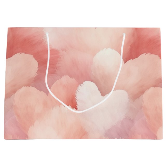 Pretty Pink Blush Hearts Large Gift Bag (Front)