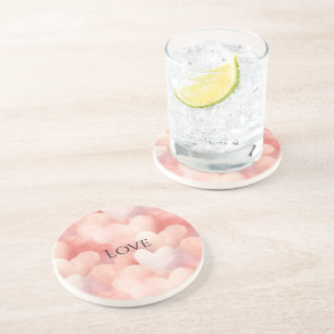 Pretty Pink Blush Hearts Love Coaster