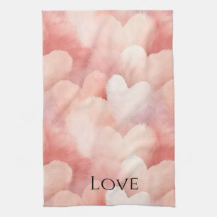 Pretty Pink Blush Hearts Love Tea Towel