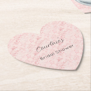 Pretty pink blush pearl bridal shower paper coaster