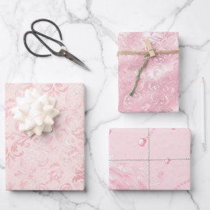 Pretty pink blush pearl bridal shower wrapping paper sheet