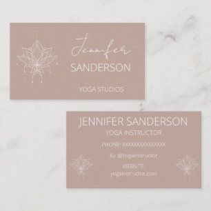 Pretty Pink Boho Floral Lotus Yoga Instructor Business Card