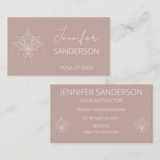 Pretty Pink Boho Floral Lotus Yoga Instructor Business Card