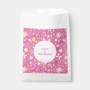 Pretty Pink Botanical Wildflower Floral Favour Bag