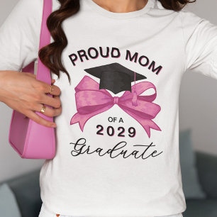 Pretty Pink Bow Proud Mum of Graduate T-Shirt