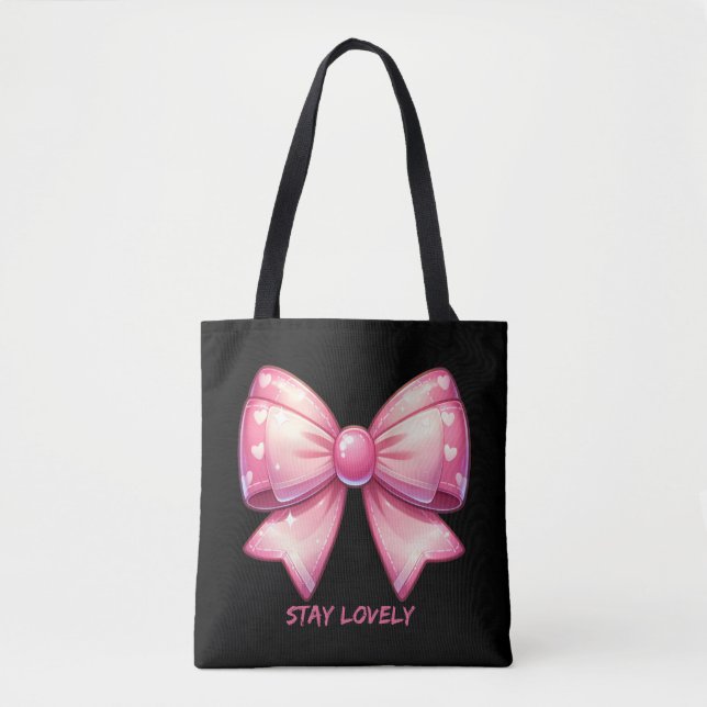 Pretty Pink Bow Tote Bag (Front)