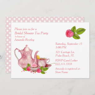 Pretty Pink Bridal Shower Tea Party Invitation