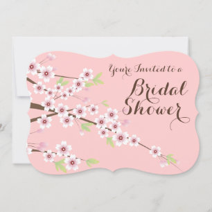 Pretty Pink/Brown Cherry Blossom Bridal Shower Invitation