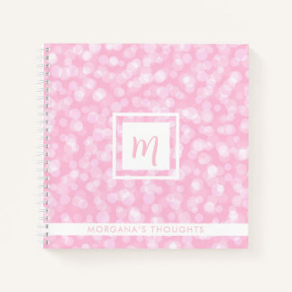 Pretty Pink Bubbles Monogram Square Notebook