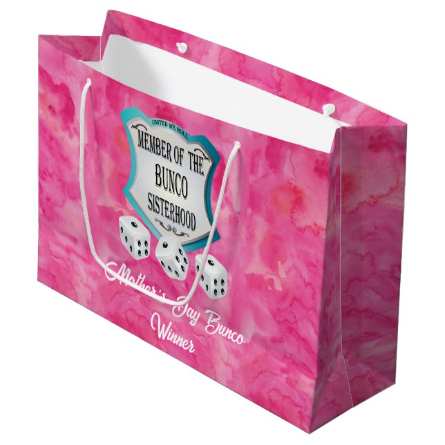Pretty Pink Bunco Mothers Day Winner Large Gift Bag (Front Angled)