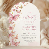 Pretty Pink Butterflies 1st First Birthday Arch