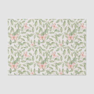 Pretty pink butterflies and green foliage tissue paper