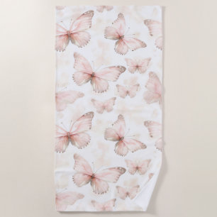 Pretty Pink Butterflies   Beach Towel
