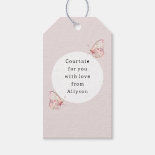 Pretty Pink Butterflies Birthday Gift Tags