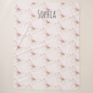 Pretty Pink Butterflies Birthday Sherpa Blanket