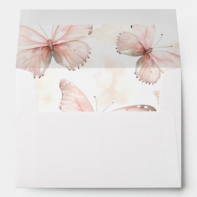 Pretty Pink Butterflies Bridal Shower Envelope (Back (Bottom))