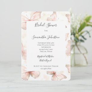 Pretty Pink Butterflies Bridal Shower Invitation