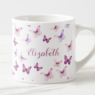 Pretty Pink Butterflies Custom Name Espresso Cup