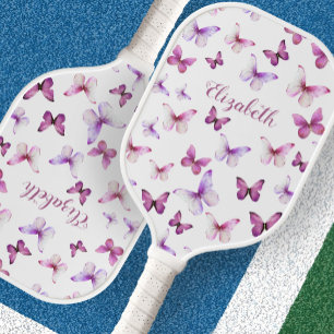 Pretty Pink Butterflies Custom Name Pickleball Paddle