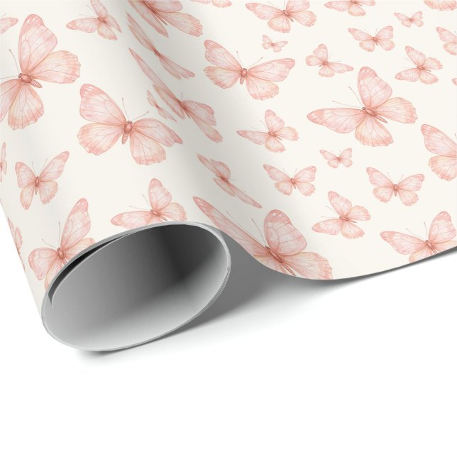 Pretty pink butterflies wrapping paper (Roll Corner)