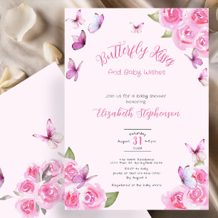 Pretty Pink Butterfly Baby Shower Invitation