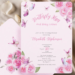 Pretty Pink Butterfly Baby Shower Invitation