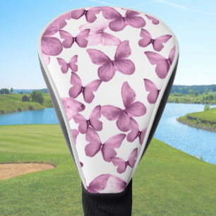 Pretty pink butterfly driver golf head cover
