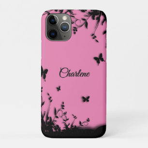 Pretty Pink Butterfly Garden Personalised iPhone 11 Pro Case