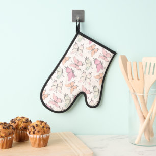Pretty Pink Butterfly Pattern Oven Mitt