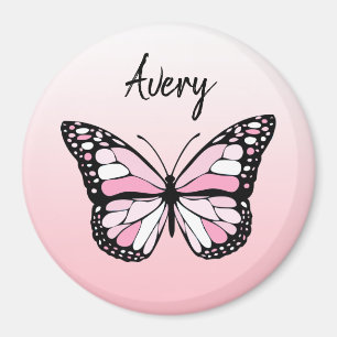 Pretty Pink Butterfly Personalised Name Magnet