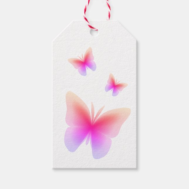Pretty Pink Butterfly Print Gift Tags (Front)