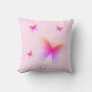 Pretty Pink Butterfly Print on Pink Cushion