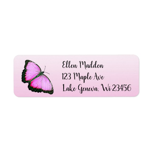 Pretty Pink Butterfly Return Address Label (Front)