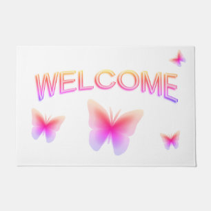 Pretty Pink Butterfly Welcome Doormat