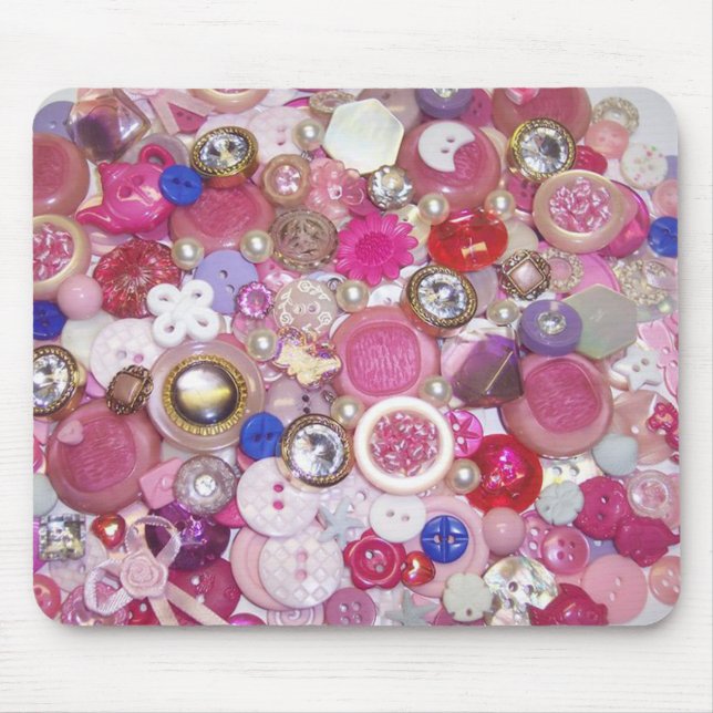 Pretty Pink Button Collage Mouse Pad (Front)
