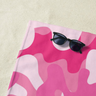 Pretty Pink Camouflage Pattern Beach Towel