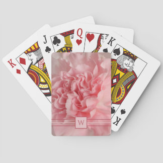 Pretty Pink Carnation Initials Playing Cards