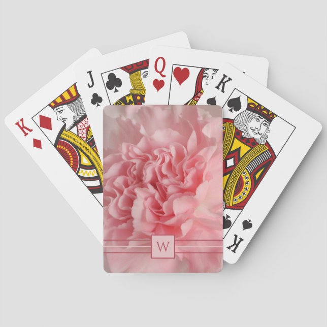 Pretty Pink Carnation Initials Playing Cards (Back)