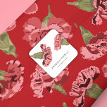 Pretty Pink Carnations Flowers on Red Patterned Wrapping Paper<br><div class="desc">This pretty patterned wrapping paper features realistic style illustrations of pink carnation flowers set against a rich red background. The blooms have petals in shades of pink,  mauve and burgundy on light green stems.</div>