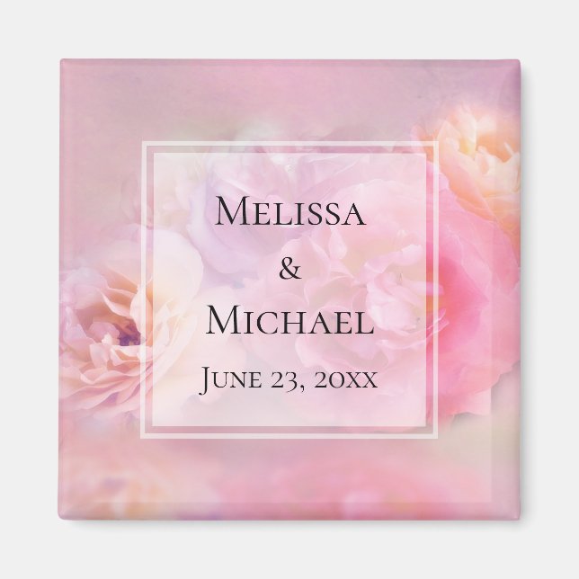 Pretty Pink Carnations Save the Date Wedding Magnet (Front)