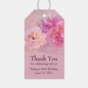 Pretty Pink Carnations Stylish Photo Thank You Gift Tags